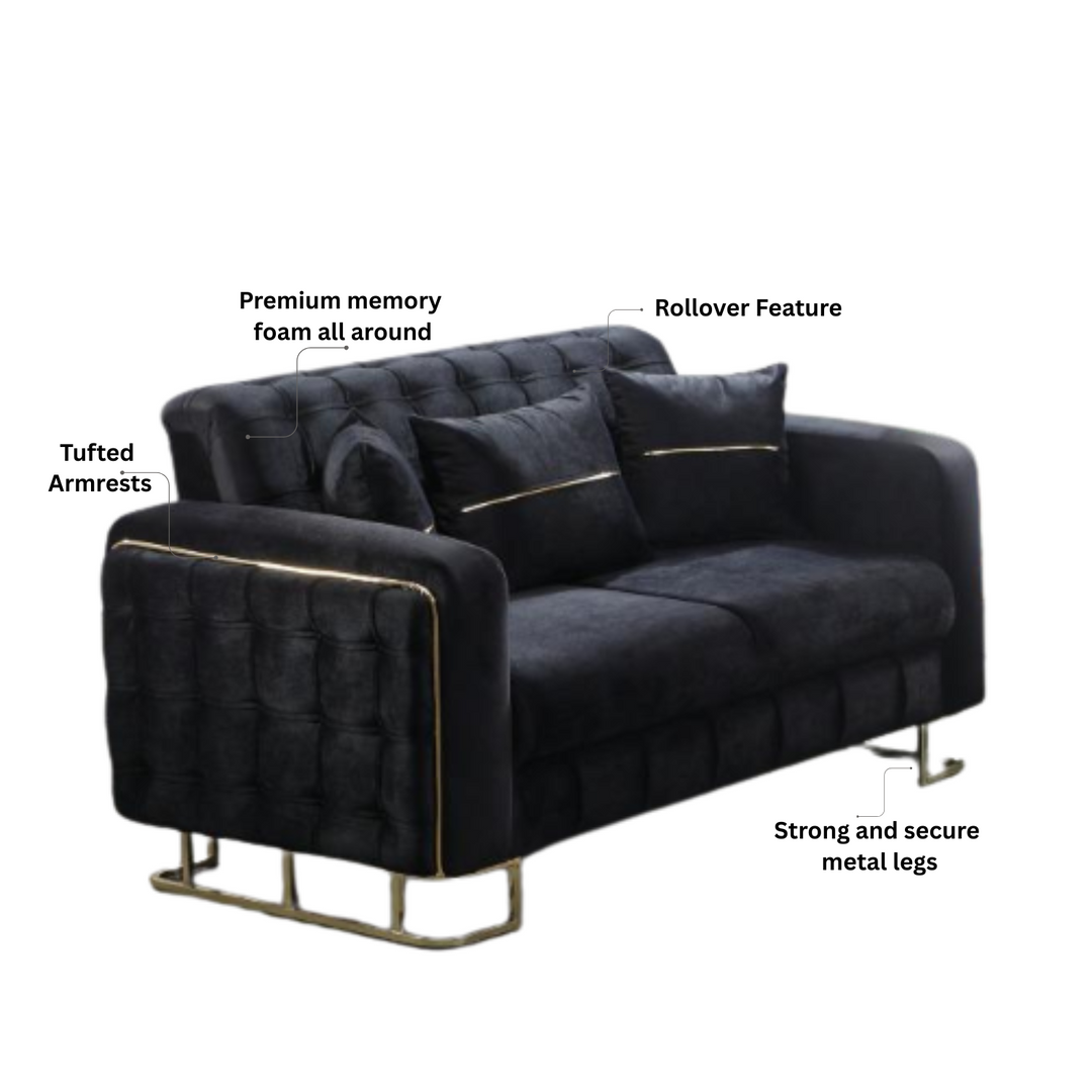 Plush Velvet Sofa BED with Metal Legs