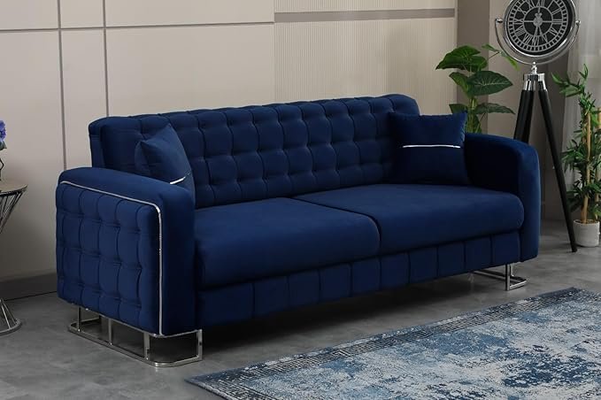 Plush Velvet Sofa BED with Metal Legs
