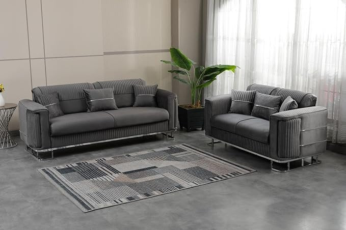 Stylish Plush Velvet Sofa Set