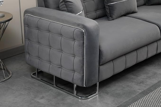 Plush Velvet Sofa BED with Metal Legs
