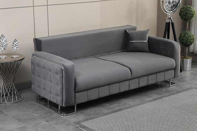 Plush Velvet Sofa BED with Metal Legs