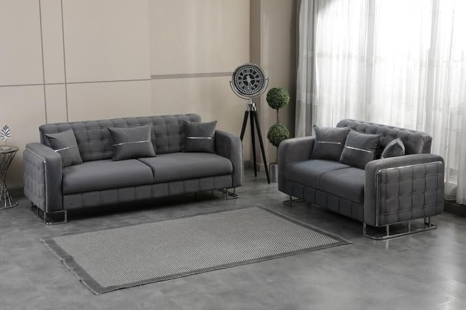 Plush Velvet Sofa BED with Metal Legs
