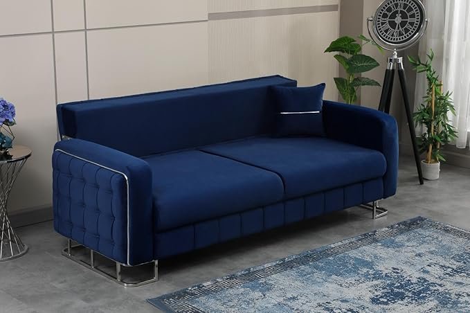 Plush Velvet Sofa BED with Metal Legs