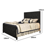 Load image into Gallery viewer, Metal Bed Frame with Tufted Diamond Upholstery
