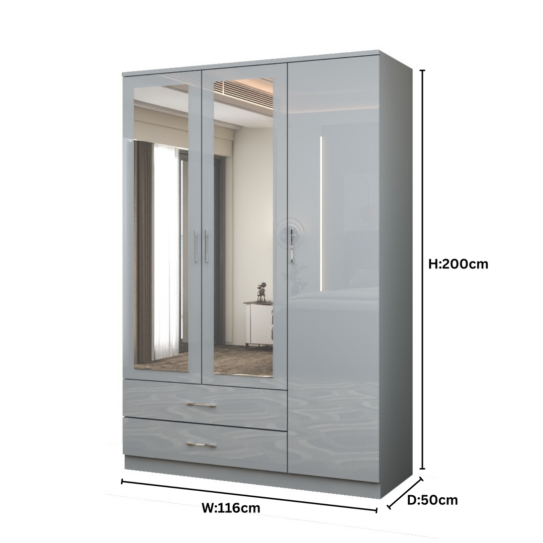 Modern High Gloss 3-Doors Wardrobe