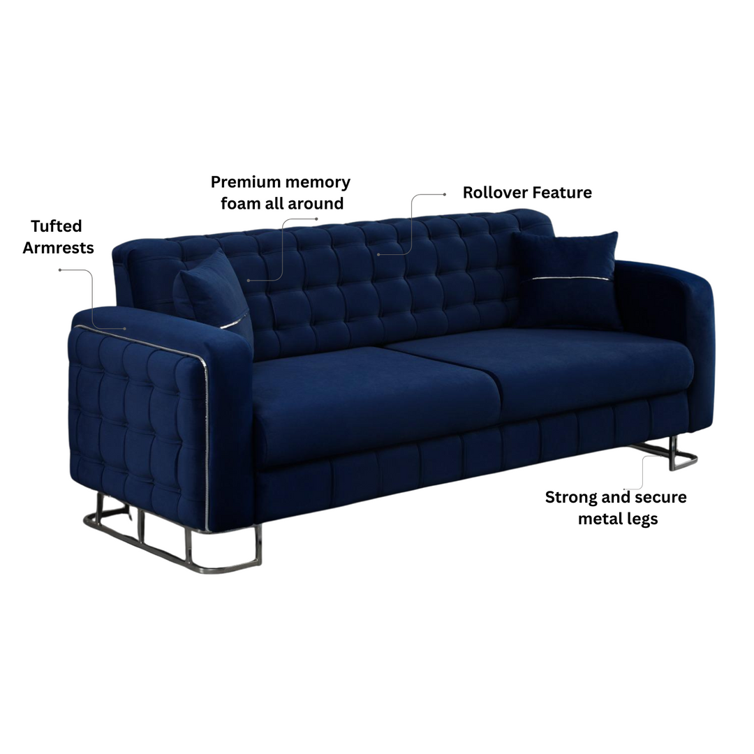 Plush Velvet Sofa BED with Metal Legs