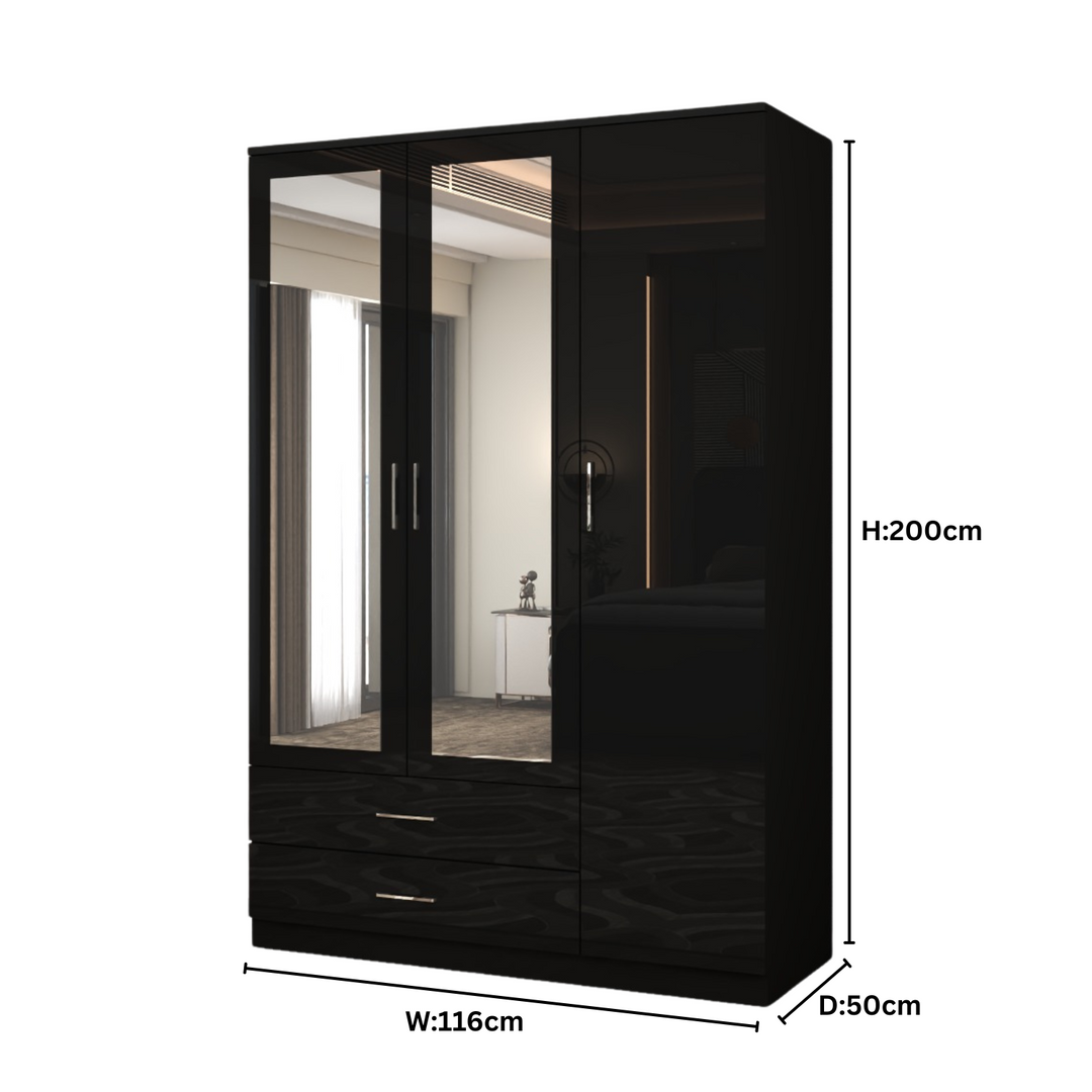 Modern High Gloss 3-Doors Wardrobe