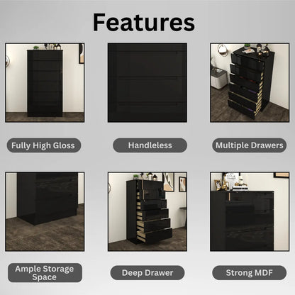 Astoria 6 Drawers Chest Black