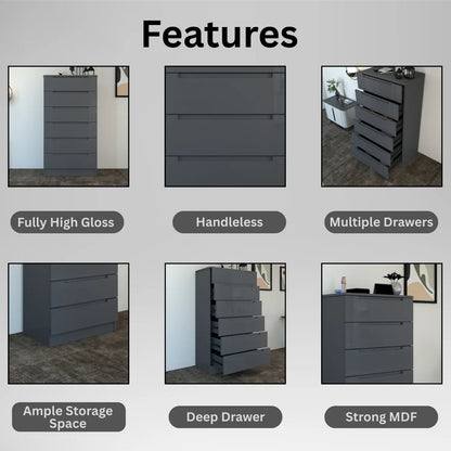 Astoria 6 Drawers Chest DarkGray