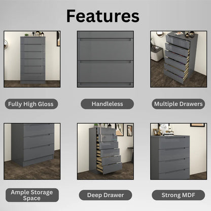 Astoria 6 Drawers Chest Gray
