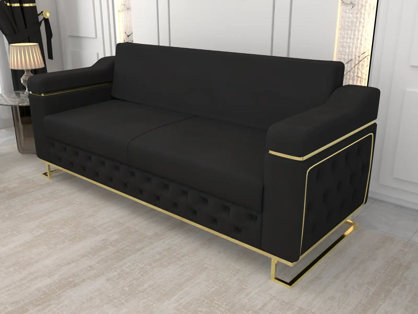 Black 3 Seater