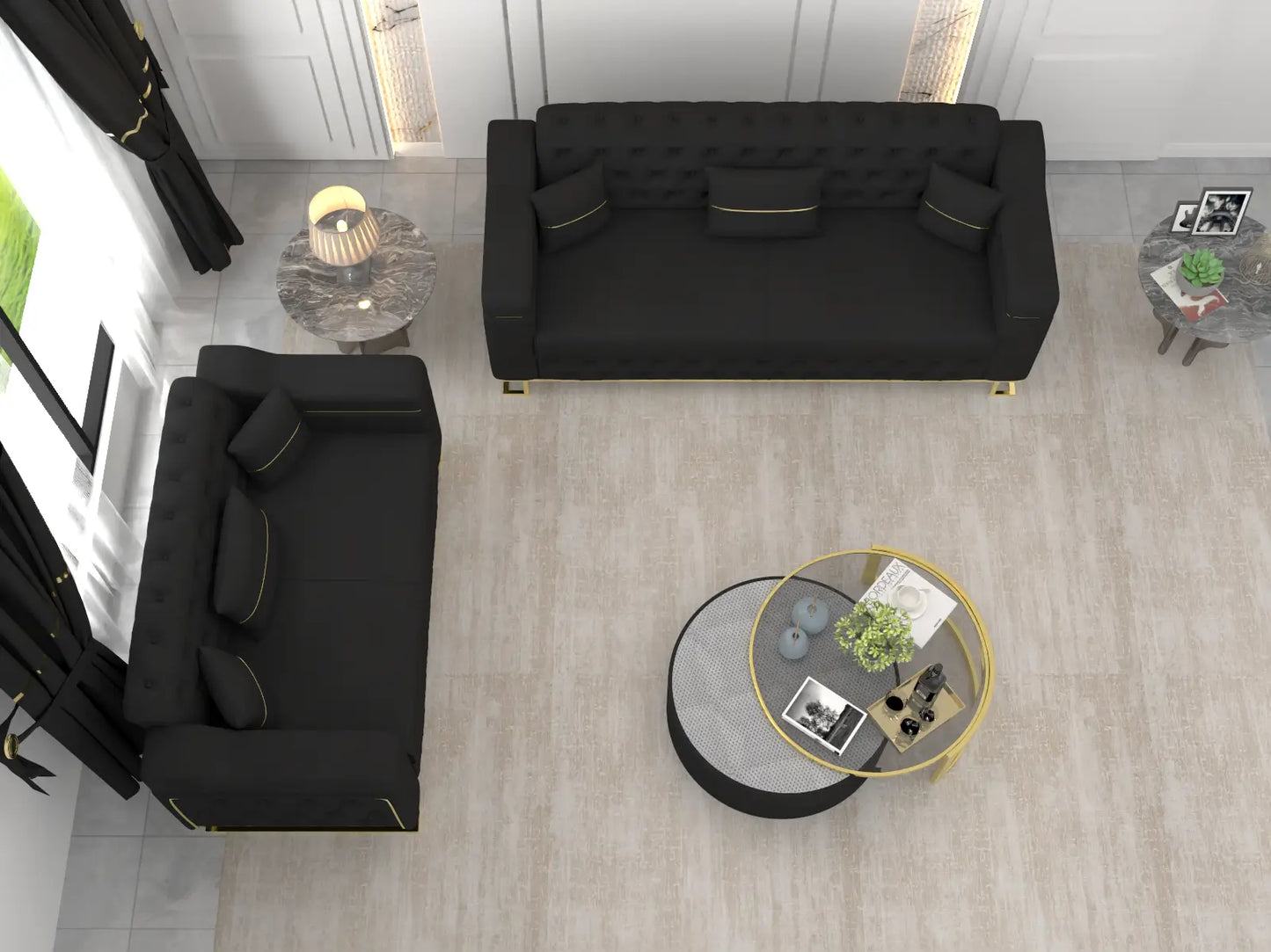 Black  3+2 Seater
