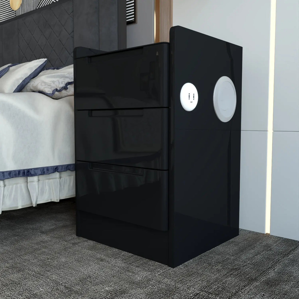 Dallas Bedside Table in Black