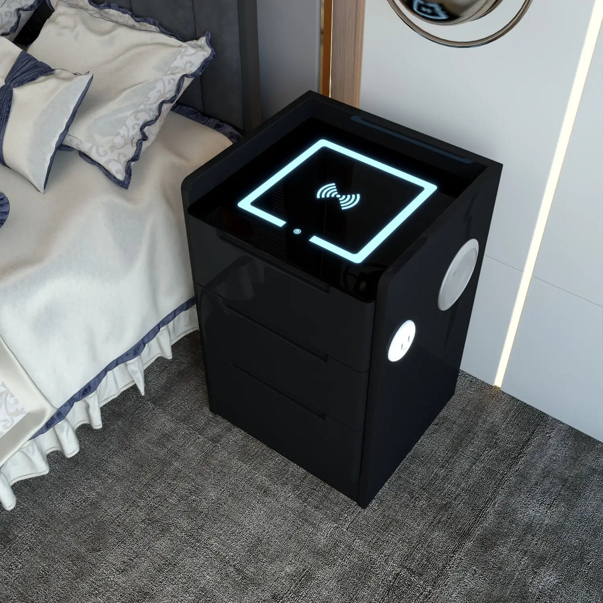 Dallas Bedside Table in Black