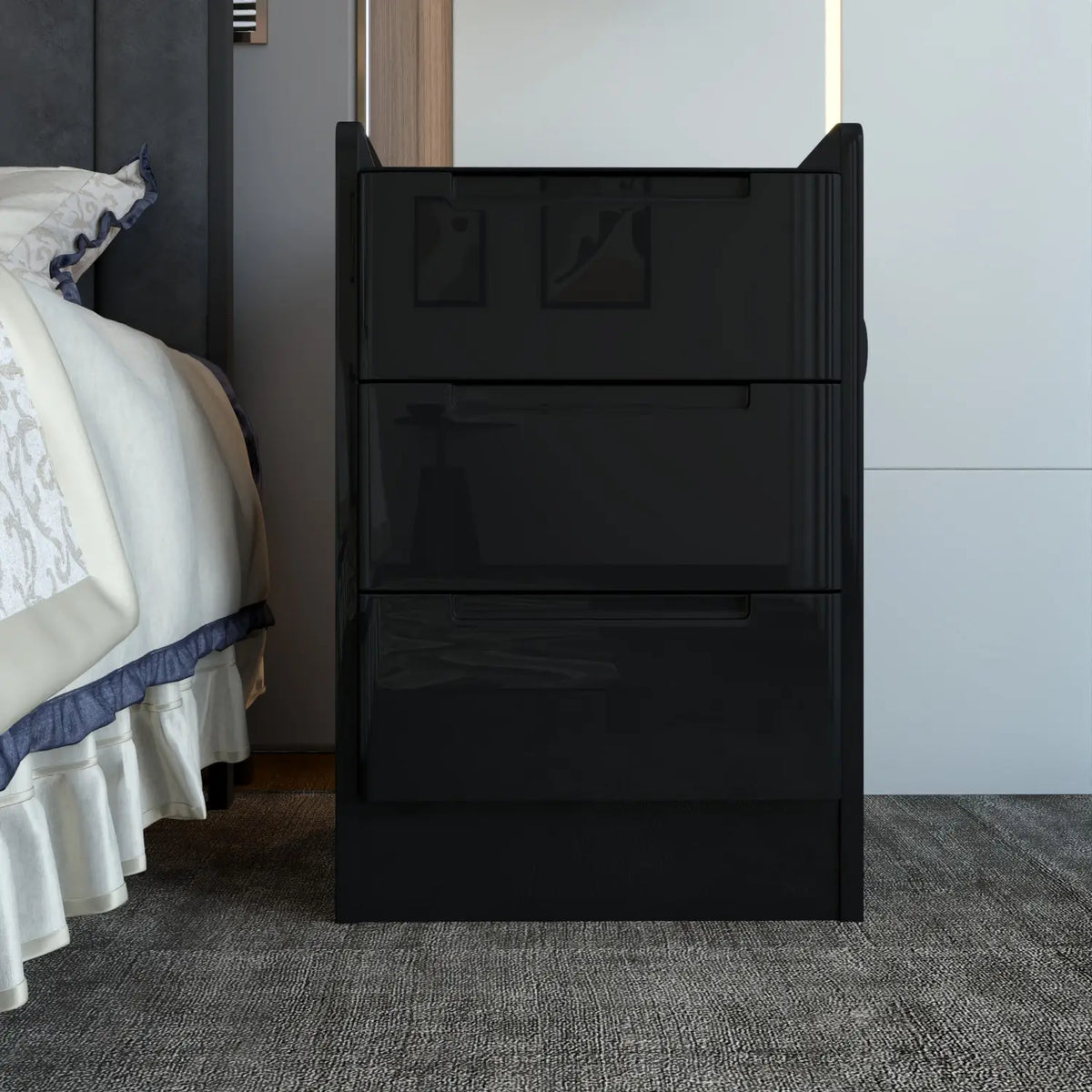 Dallas Bedside Table in Black