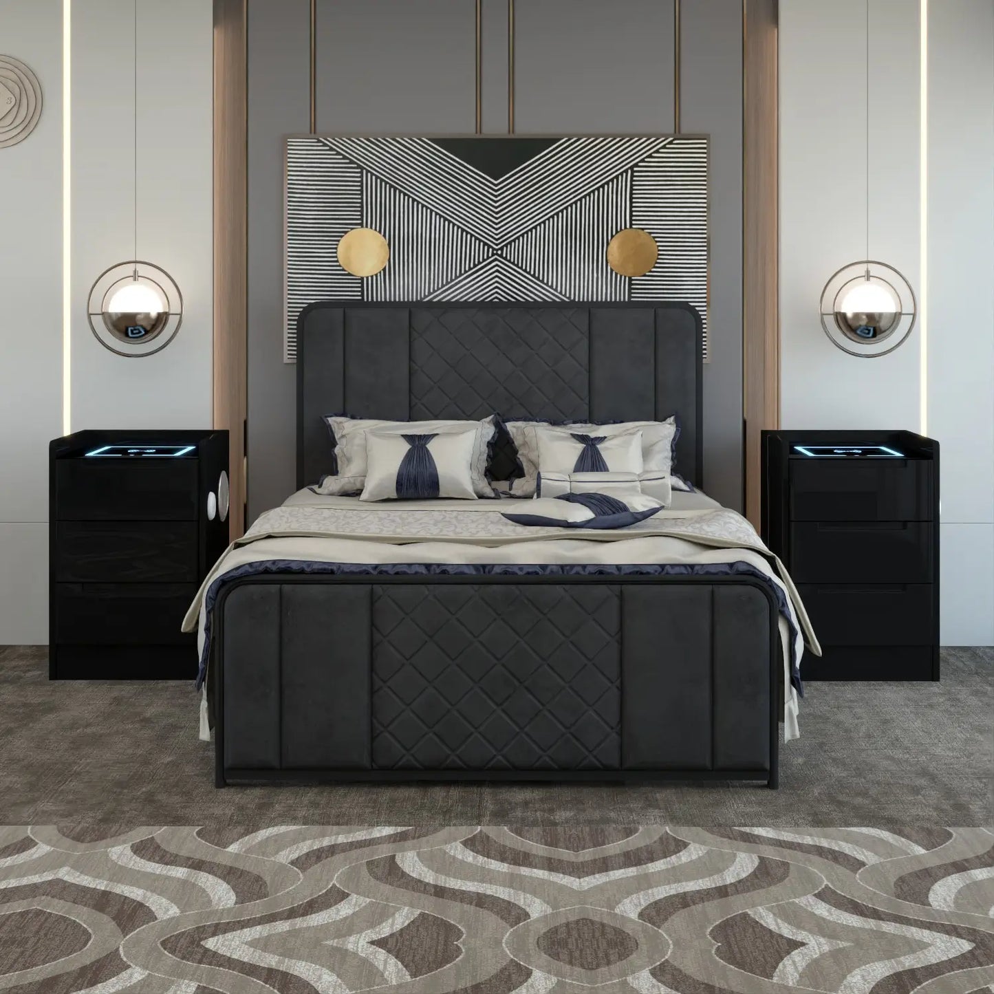 Dallas Bedside Table in Black