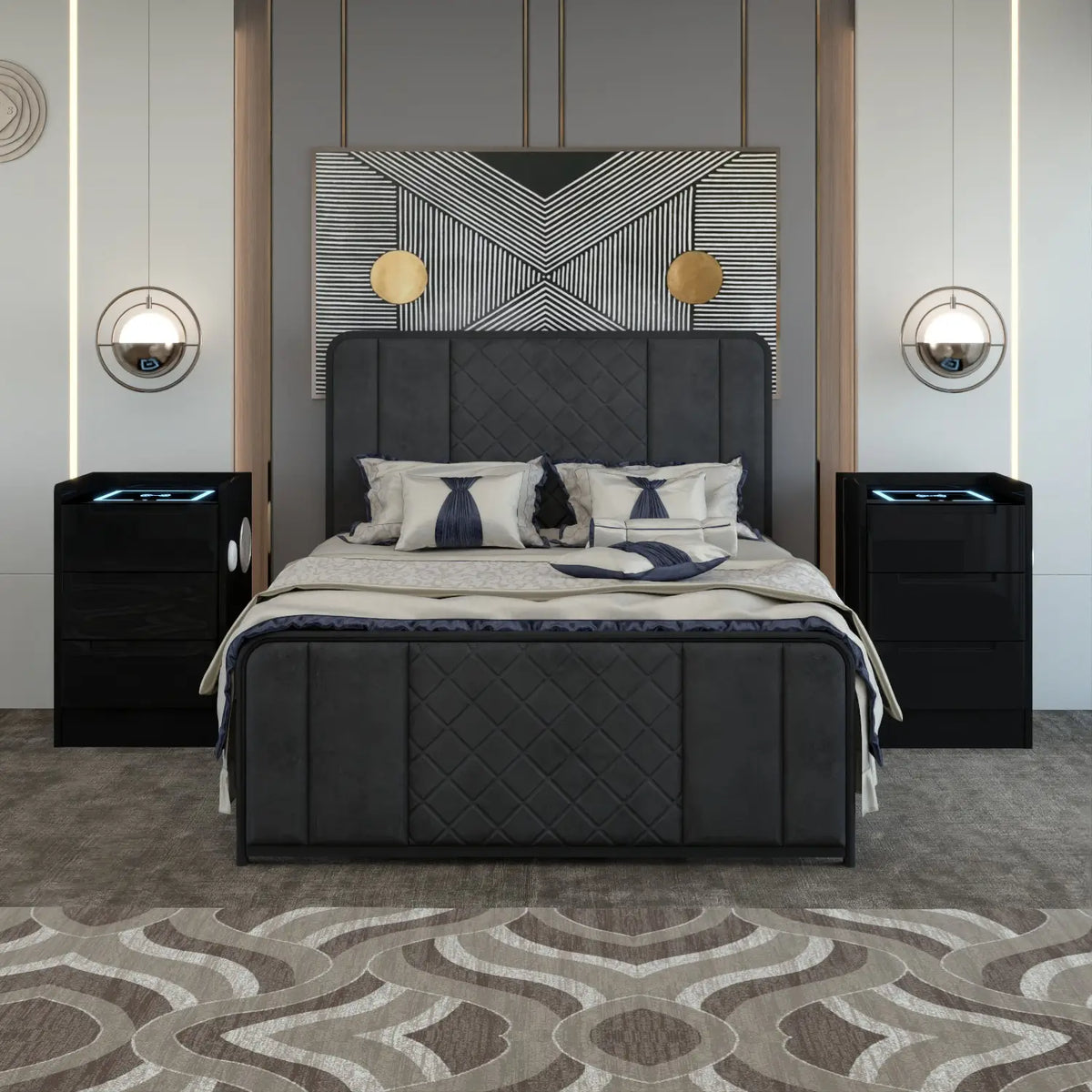 Dallas Bedside Table in Black