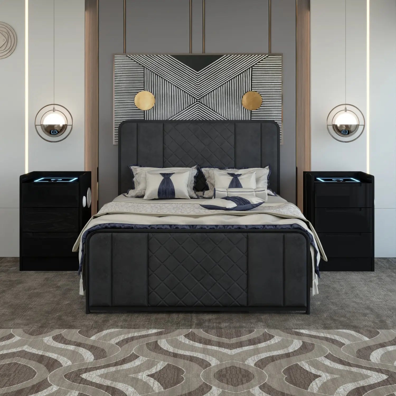 Dallas Bedside Table in Black
