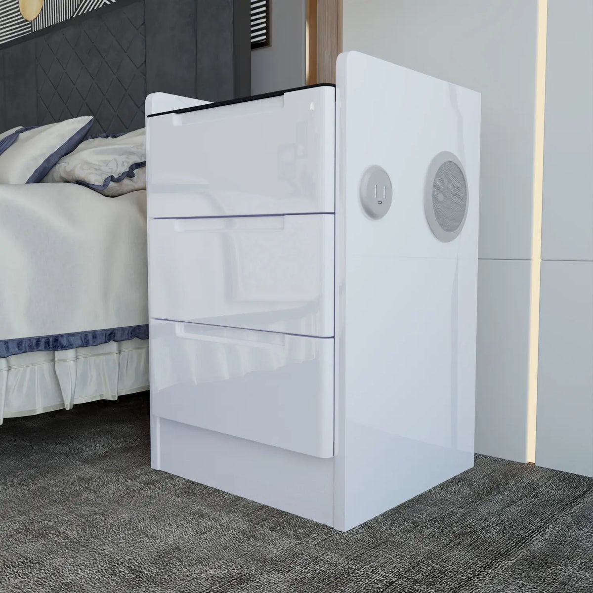 Dallas Bedside Table in white