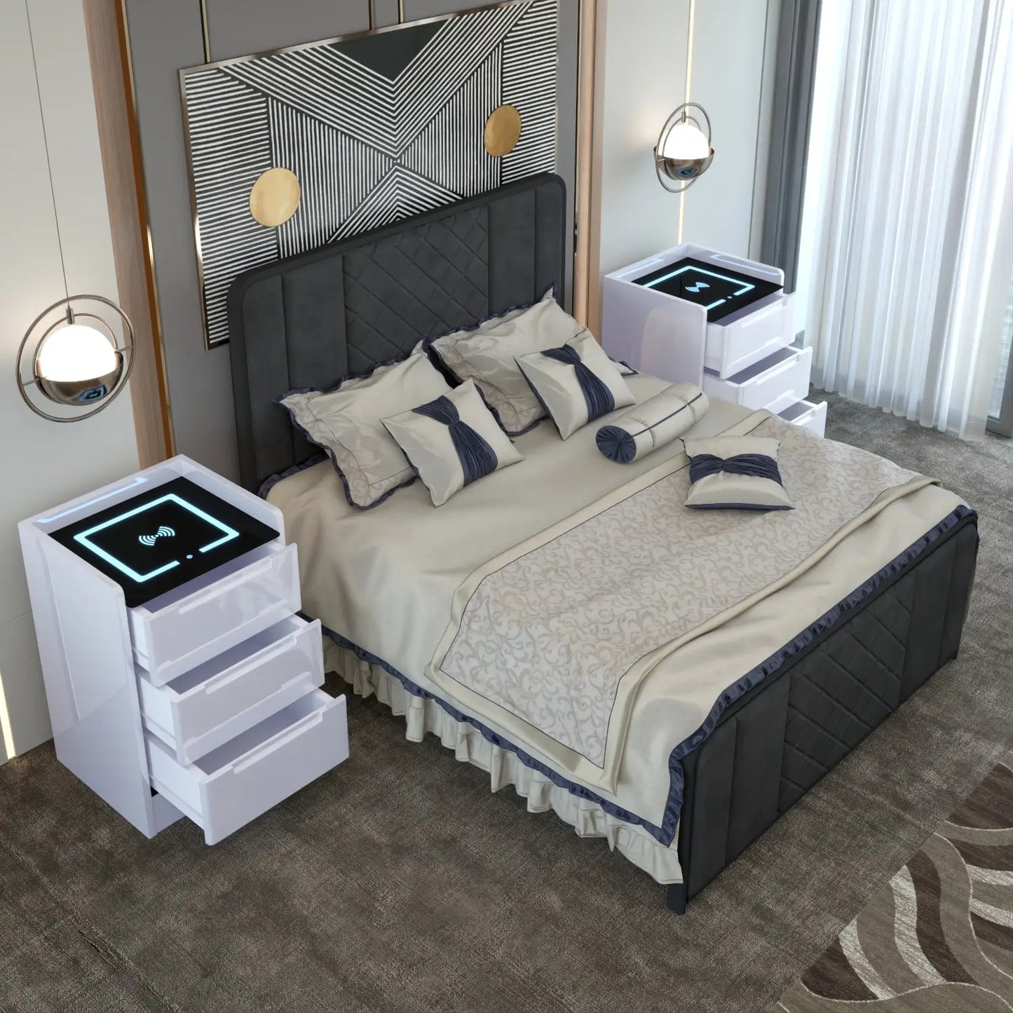 Dallas Bedside Table in white