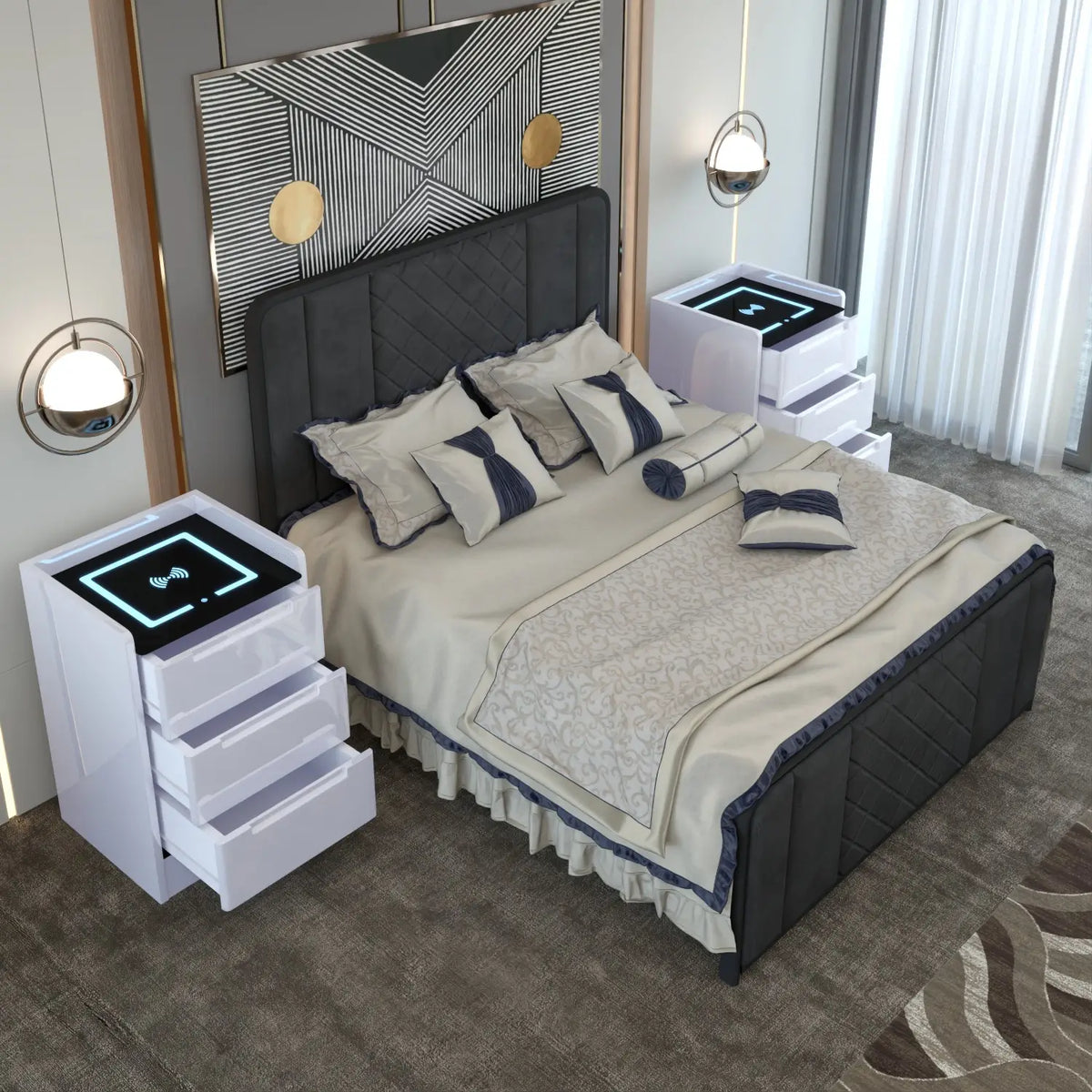 Dallas Bedside Table in white