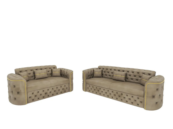 Blanca sofa set by Glossique Furniture featuring plush mink fabric, modern design, and comfortable cushions in a stylish living room setting.
