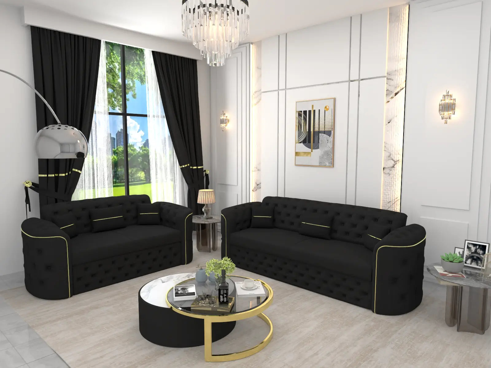 Black 3+2 seater