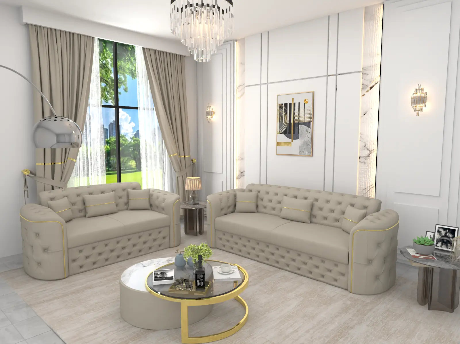 Cream 3+2 seater