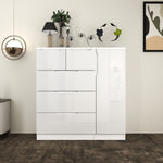 Load image into Gallery viewer, 5-Drawers High Gloss Chest of Drawer with Side Hanging Cabinet
