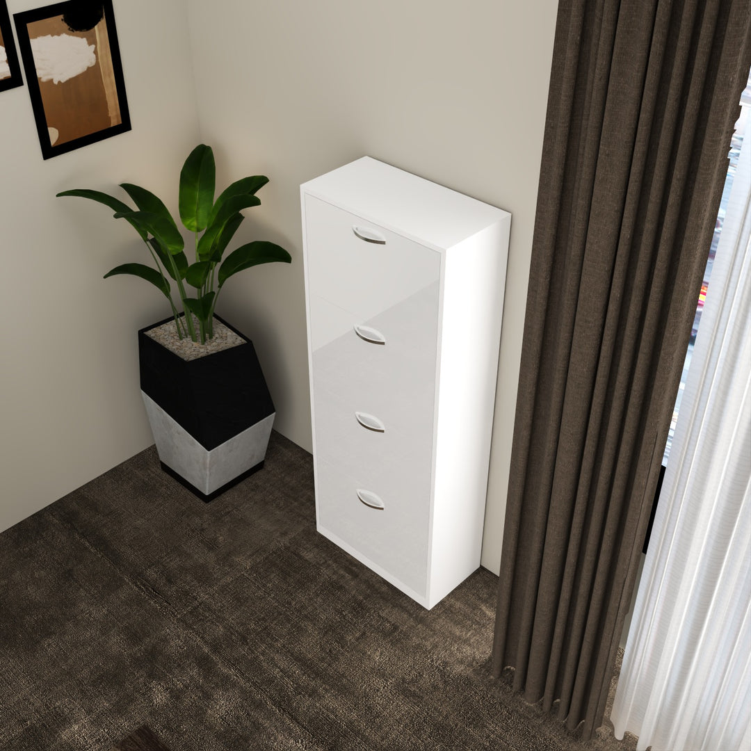 4 Tier High Gloss Shoes Cabinet