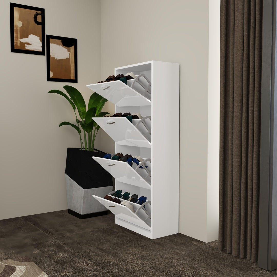 4 Tier High Gloss Shoes Cabinet