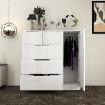 Load image into Gallery viewer, 5-Drawers High Gloss Chest of Drawer with Side Hanging Cabinet
