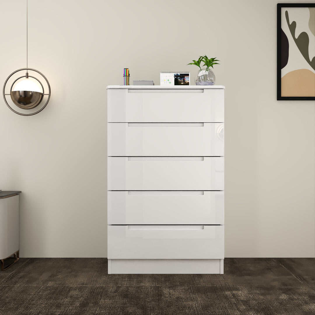 High Gloss 5-Pull-Out Storage Chest of Drawers