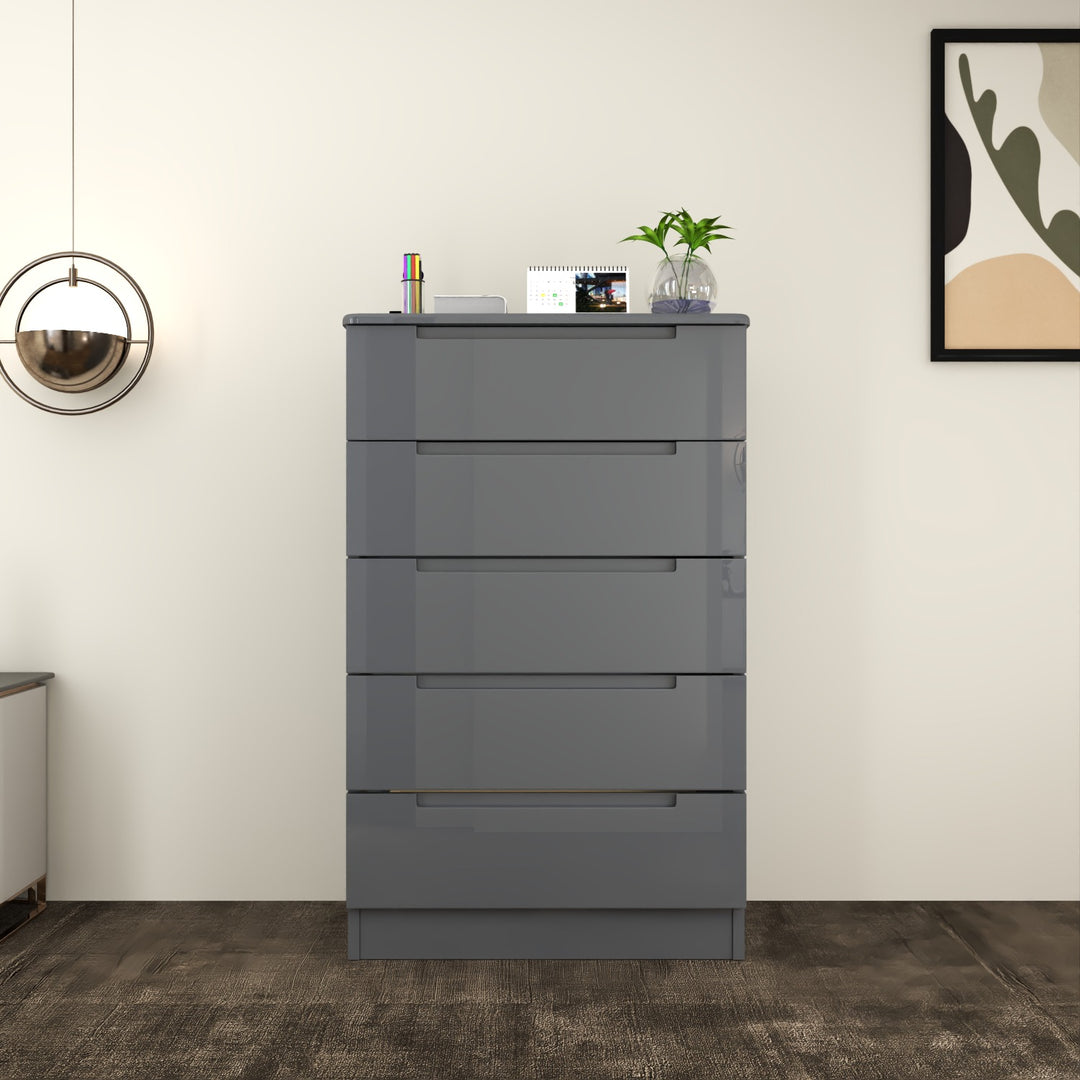 High Gloss 5-Pull-Out Storage Chest of Drawers