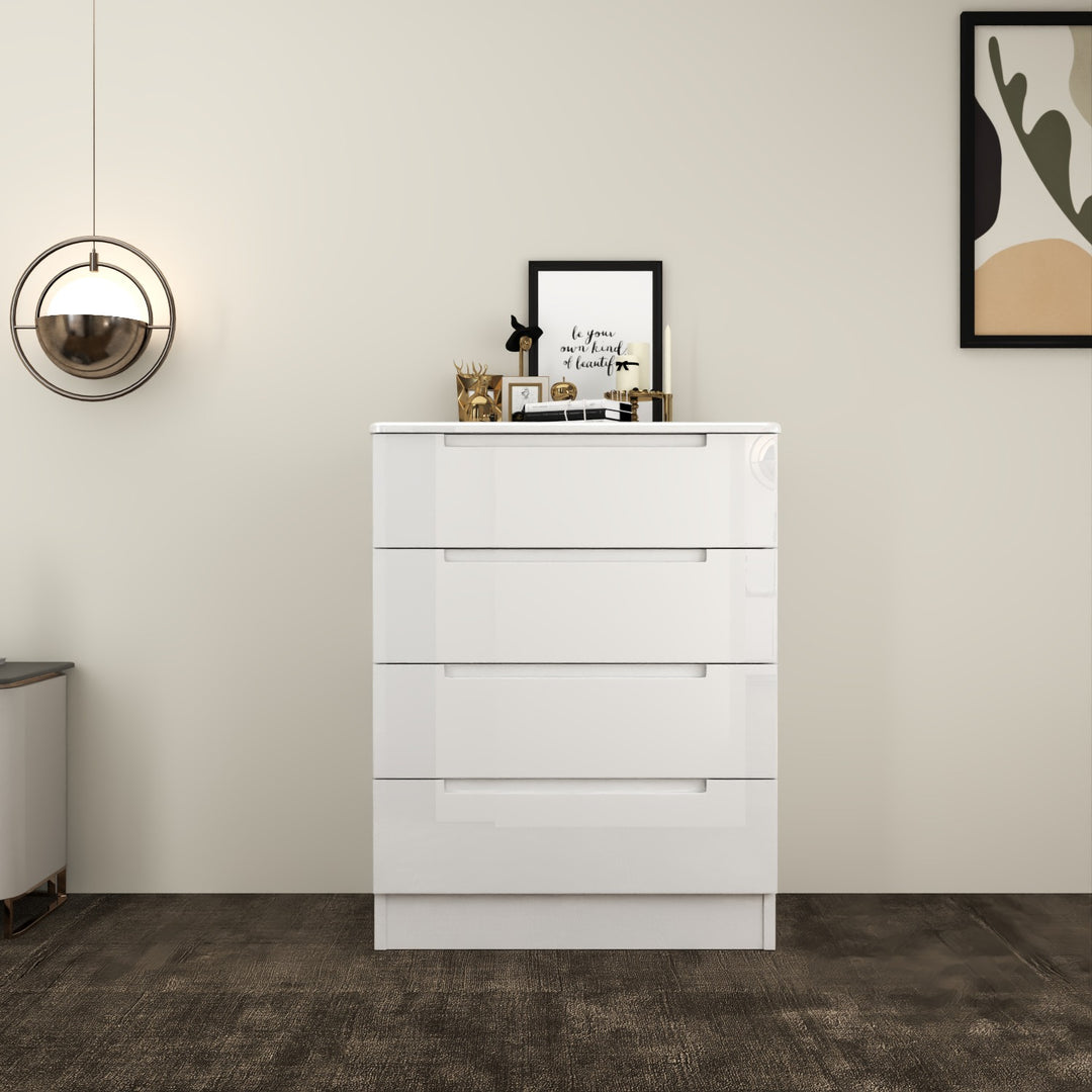 High Gloss 4-Pull-Out Storage Chest of Drawers