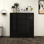 Load image into Gallery viewer, 5-Drawers High Gloss Chest of Drawer with Side Hanging Cabinet
