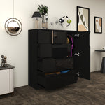 Load image into Gallery viewer, 5-Drawers High Gloss Chest of Drawer with Side Hanging Cabinet
