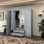 Load image into Gallery viewer, High Gloss 4-Doors Wardrobe with Mirror
