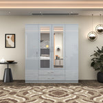 Load image into Gallery viewer, High Gloss 4-Doors Wardrobe with Mirror
