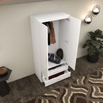 Load image into Gallery viewer, 2-Doors High Gloss Wardrobe with Drawers
