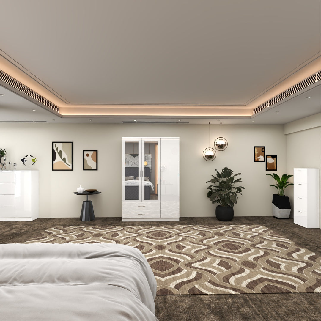 Modern High Gloss 3-Doors Wardrobe
