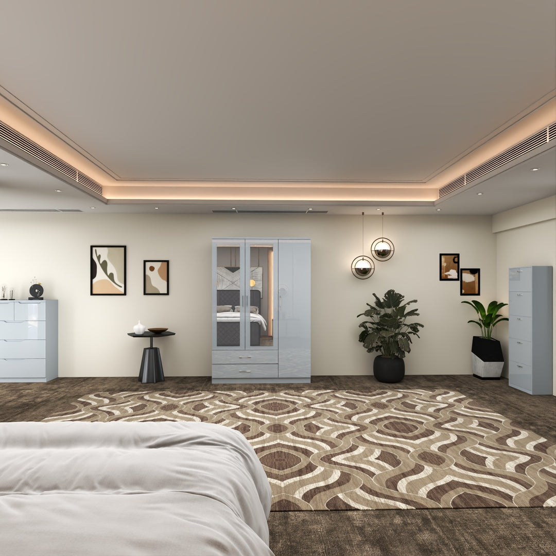 Modern High Gloss 3-Doors Wardrobe