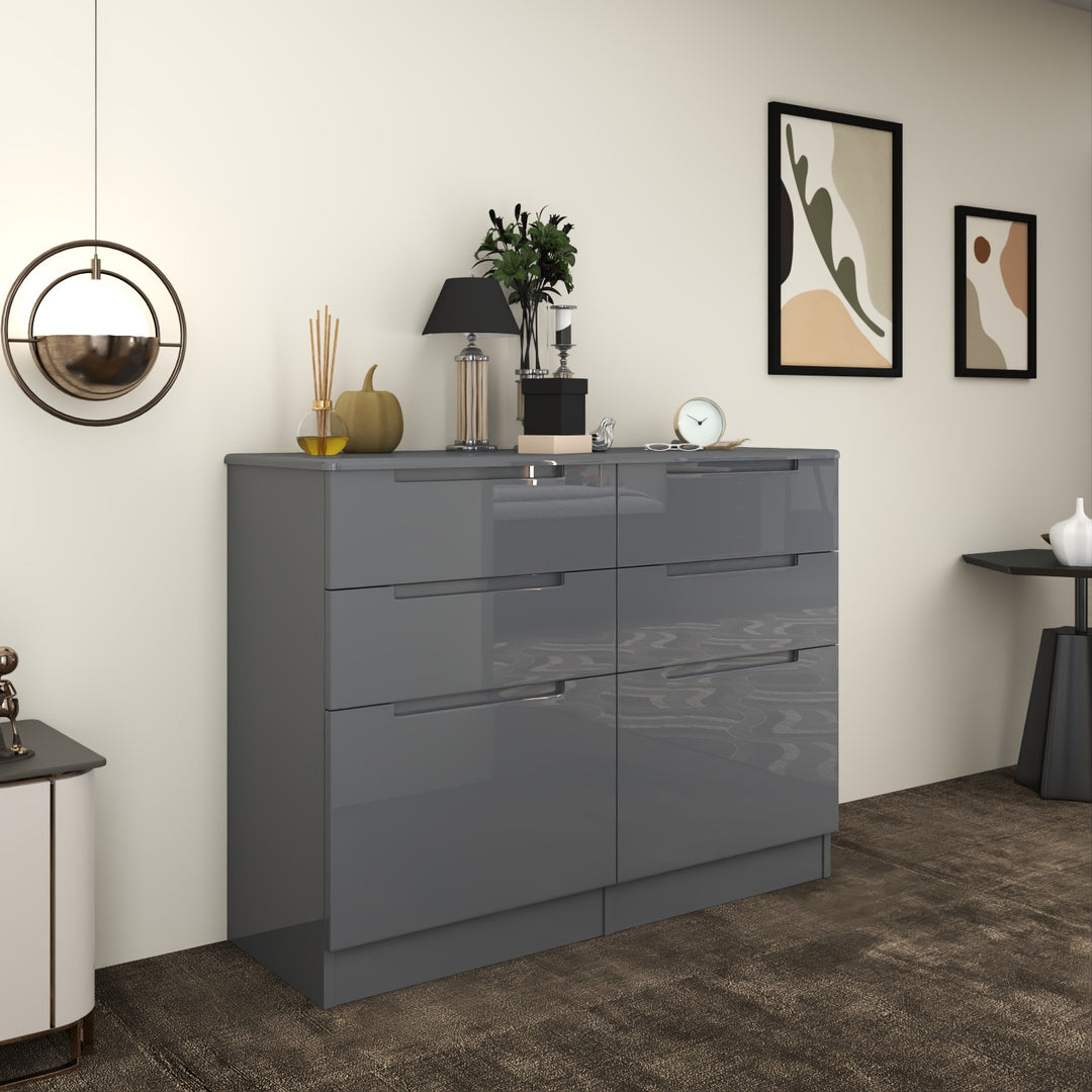 High Gloss 6 Tier Chest of Drawer