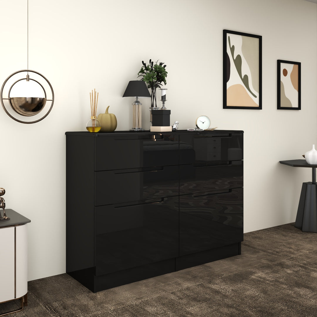 High Gloss 6 Tier Chest of Drawer