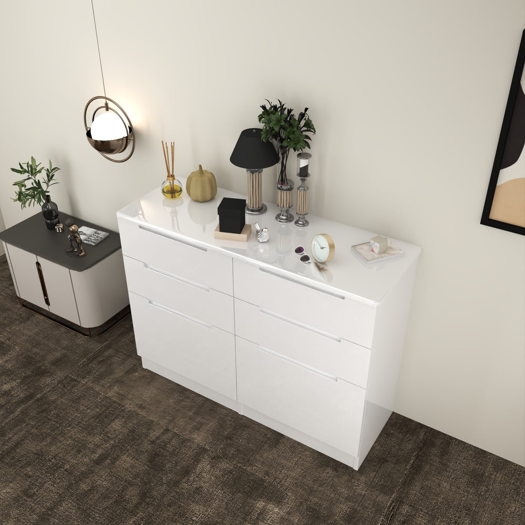 High Gloss 6 Tier Chest of Drawer