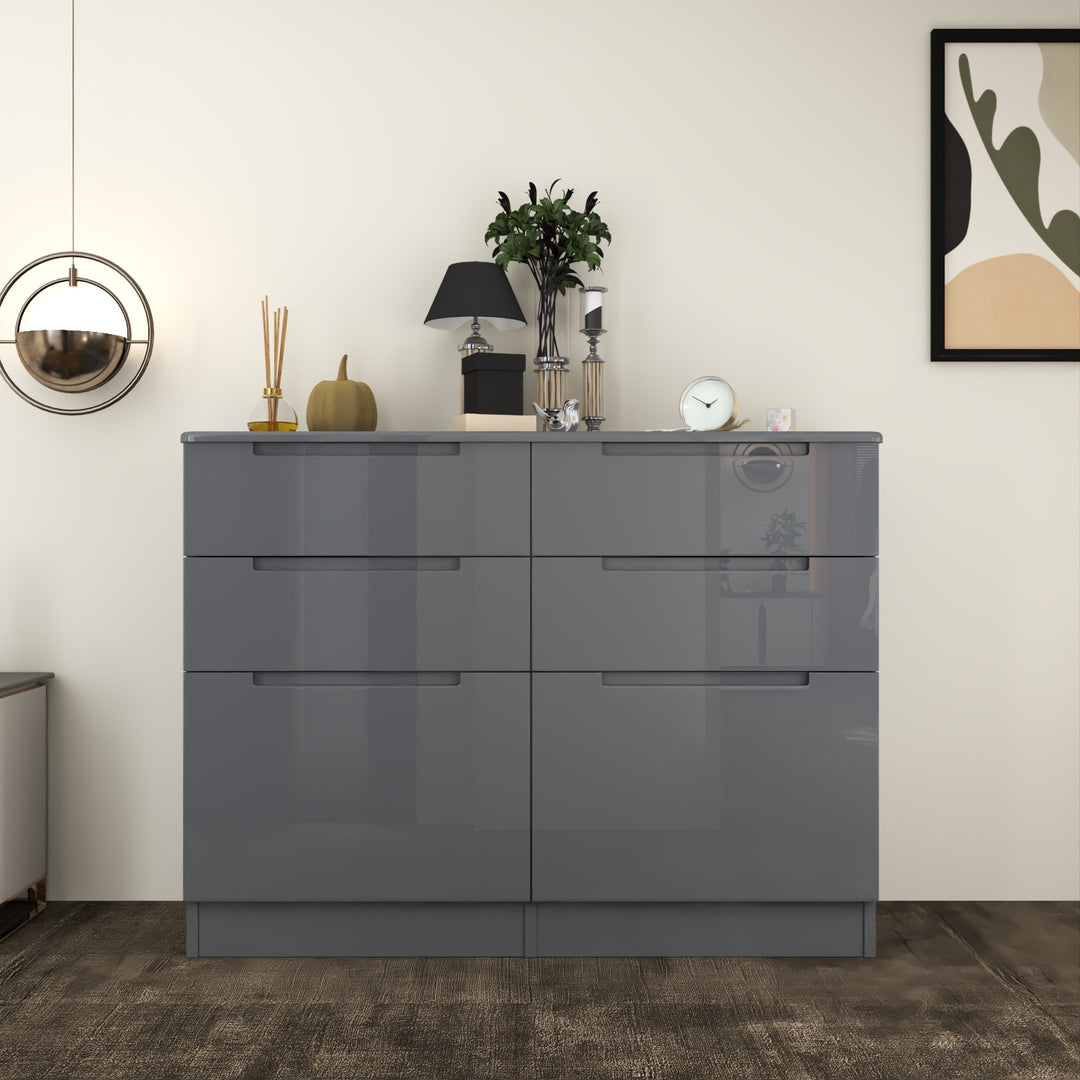 High Gloss 6 Tier Chest of Drawer
