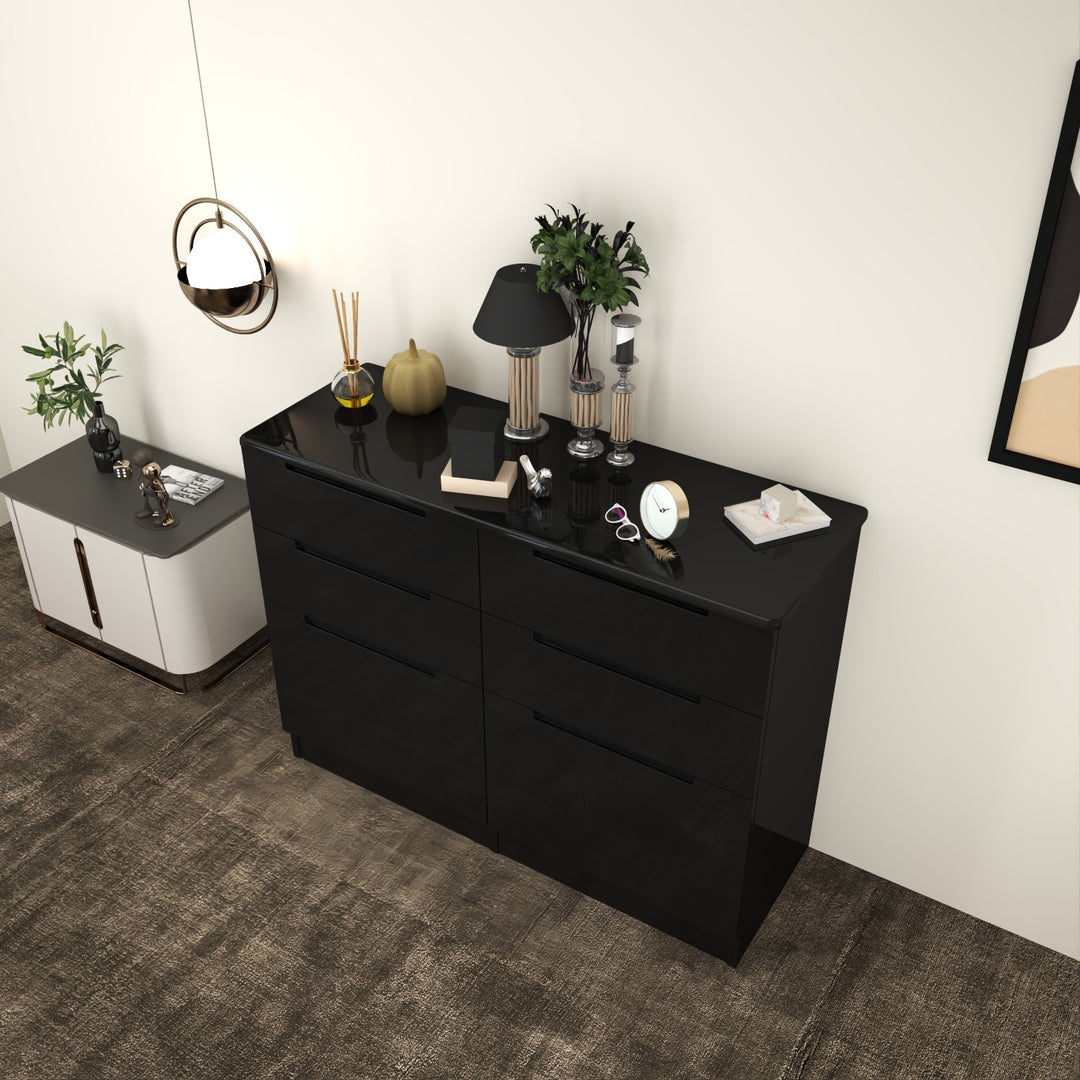 High Gloss 6 Tier Chest of Drawer