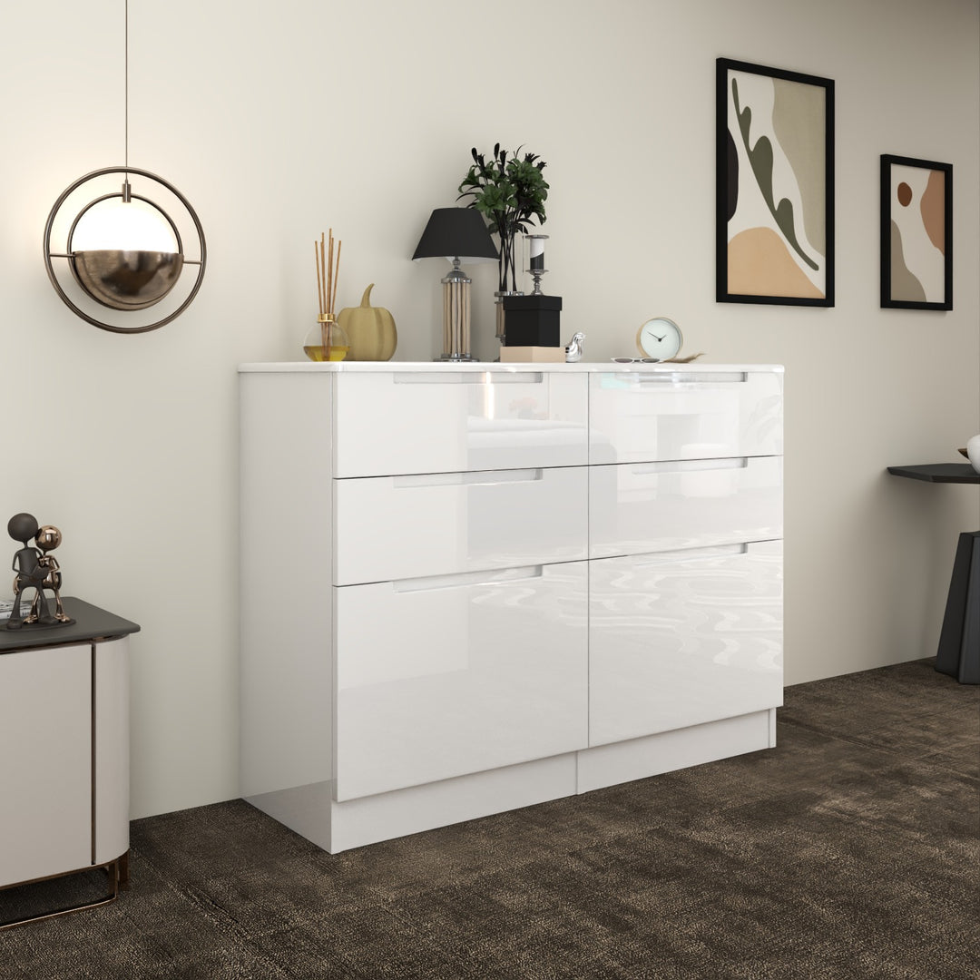 High Gloss 6 Tier Chest of Drawer