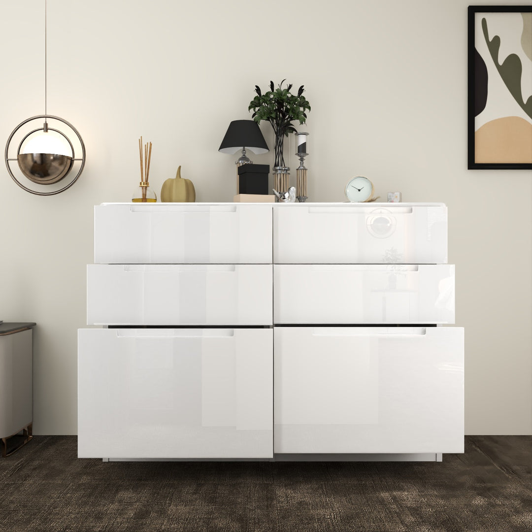 High Gloss 6 Tier Chest of Drawer