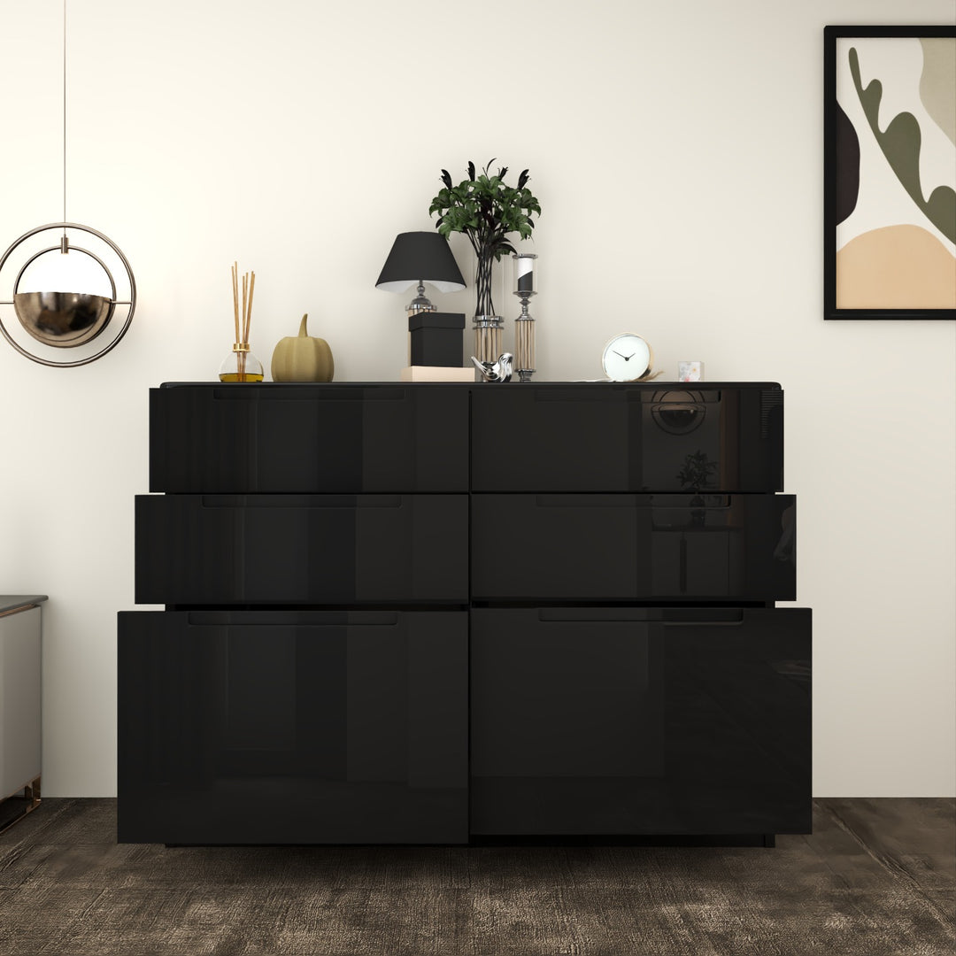 High Gloss 6 Tier Chest of Drawer